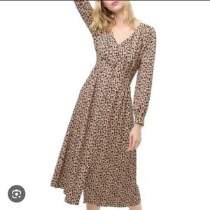 J Crew Button-front A-line midi dress in leopard size 8